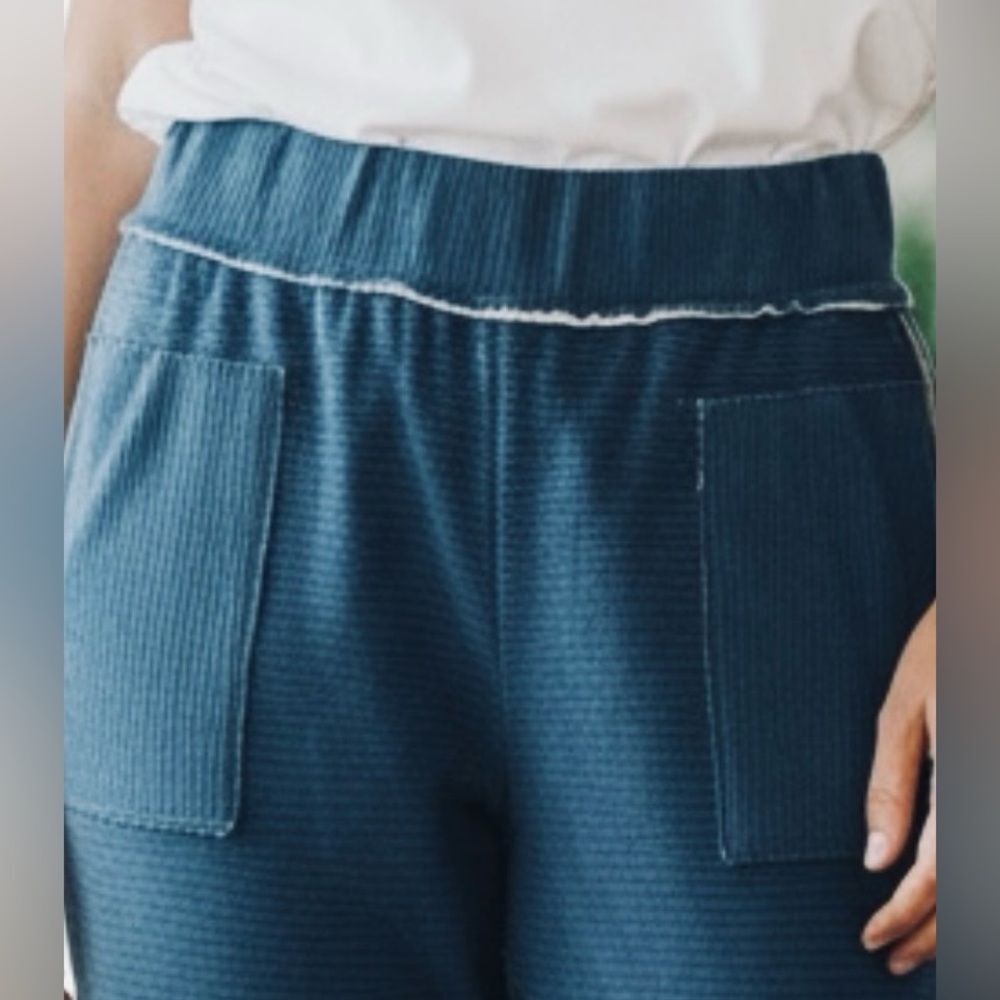 Anthropologie Hello Nite Women’s Lounge pant | Dark Blue Textured Jogger NWT S. - Picture 3 of 10